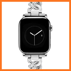 【新品】 JR.DM Apple Watch バンド チェーン メタル ベルト シルバー サイズ調整可能 38mm/40mm/41mm/42mm (S10) Series 10/9/8/7/6/5/4/3/2/1/SE 対応 おしゃれ レディース ブレスレ 1