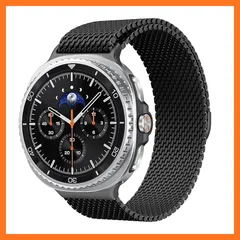 【新品】 ミラネーゼループ コンパチブル Samsung Galaxy Watch 8 40mm 44mm /galaxy watch 8 classic 46mm レディース メンズ 用ステンレス鋼 粗いメッシュ織り磁気時計バンドメタル調節可能交換 0
