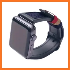 【新品】 [EPONAS] Apple Watch対応 スポーツレザーバンド バンド スポーツ 46mm 45mm 44mm 42mm 41mm 40mm 38mm 対応 シュリンク SE Ultra 牛革 Dバックル [ブラックメタル] (ミッドナイトブ 0