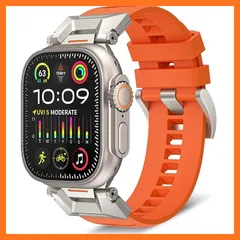 【新品】 RoYiio アップルウォッチ用のバンド コンパチブル Ultra 3/2/1 49mm, SE 3/2/1 44mm 替えベルト 304ステンレス製 フッ素ゴム 柔らかい バンド コンパチブル Apple Watch Series 11/10 0