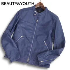 BEAUTY&YOUTH ユナイテッドアローズ 秋冬 やぎ革★ リアル ゴート レザー シングル ライダース ジャケット Sz.S　メンズ 青
