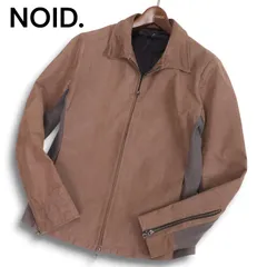 NOID. ノーアイディー 秋冬 リブ切替★ 本革 リアル レザー シングル ライダース ジャケット Sz.2　メンズ