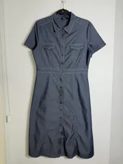 ネイビー デニム シャツ ロング ONE PIECE