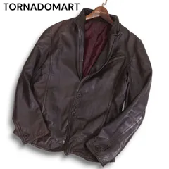 Y2K 00s★ TORNADOMART トルネードマート 羊革★ ワイヤー入り ラム レザー テーラード ジャケット Sz.L　メンズ ブラウン
