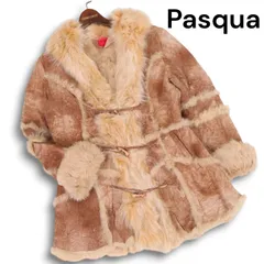 Y2K 00s★ pasqua パスクア 秋冬 衿フォックス ファー♪ ラビット ファー コート ジャケット Sz.LL　レディース 平成