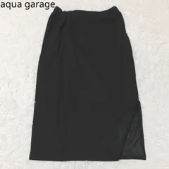 アクアガレージ　タイトスカート　スリット　Iライン　ストレッチ　ウエストゴム　エレガント　上品　シンプル　ブラック　3Lサイズ