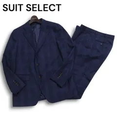 SUIT SELECT スーツセレクト 通年 総裏★ グレンチェック柄 セットアップ スーツ Sz.AB6　メンズ ネイビー ビジネス