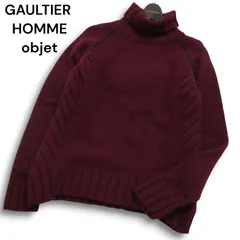 GAULTIER HOMME objet ジャンポール ゴルチエ オム 秋冬 ウール100%★ タートルネック ニット セーター Sz.free　メンズ