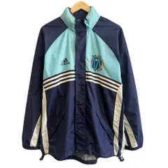 adidas アディダス オリンピック マルセイユ 1999-2000 ナイロンジャケット フード付き フルジップ ポケット付き 紺×水色×白 Mサイズ No.L607