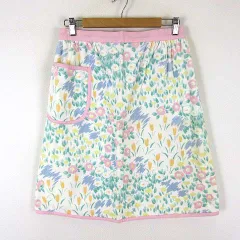 ホットマン HOTMAN エプロン サロンエプロン パイル 花柄 配色 ポケット コットン F ピンク マルチカラー タグ付