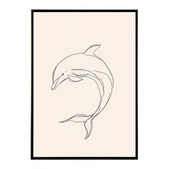 【B4サイズ（約25x36cm）】【lh-poster-11342】イルカ 海 ラインアート  ナチュラル ミニマリスト ミニマル 北欧 シンプル 鉛筆 ポスター  インテリア      お洒落