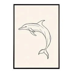 【A3サイズ（約30×42cm）】【lh-poster-11346】イルカ 海 ラインアート  ナチュラル ミニマリスト ミニマル 北欧 シンプル 鉛筆 ポスター  インテリア      お洒落