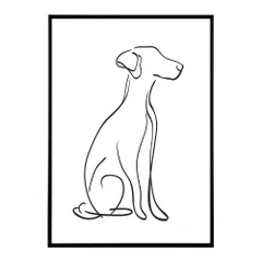 【B4サイズ（約25x36cm）】【lh-poster-11374】犬 いぬ ドッグ キャット 動物 アニマル ラインアート  ナチュラル ミニマリスト ミニマル 北欧 シンプル 鉛筆 ポスター フレーム付き       お洒落