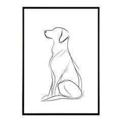 【B4サイズ（約25x36cm）】【lh-poster-11375】犬 いぬ ドッグ キャット 動物 アニマル ラインアート  ナチュラル ミニマリスト ミニマル 北欧 シンプル 鉛筆 ポスター フレーム付き       お洒落