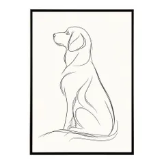 【A4サイズ（約21x30cm）】【lh-poster-11376】犬 いぬ ドッグ キャット 動物 アニマル ラインアート  ナチュラル ミニマリスト ミニマル 北欧 シンプル 鉛筆 ポスター フレーム付き       お洒落