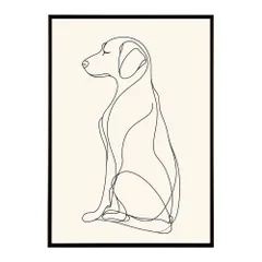 【B4サイズ（約25x36cm）】【lh-poster-11378】犬 いぬ ドッグ キャット 動物 アニマル ラインアート  ナチュラル ミニマリスト ミニマル 北欧 シンプル 鉛筆 ポスター フレーム付き       お洒落