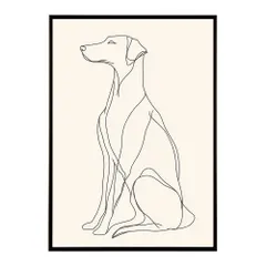【A4サイズ（約21x30cm）】【lh-poster-11379】犬 いぬ ドッグ キャット 動物 アニマル ラインアート  ナチュラル ミニマリスト ミニマル 北欧 シンプル 鉛筆 ポスター フレーム付き       お洒落