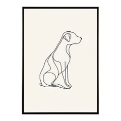 【A4サイズ（約21x30cm）】【lh-poster-11380】犬 いぬ ドッグ キャット 動物 アニマル ラインアート  ナチュラル ミニマリスト ミニマル 北欧 シンプル 鉛筆 ポスター フレーム付き       お洒落
