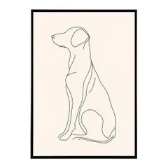 【B4サイズ（約25x36cm）】【lh-poster-11381】犬 いぬ ドッグ キャット 動物 アニマル ラインアート  ナチュラル ミニマリスト ミニマル 北欧 シンプル 鉛筆 ポスター フレーム付き       お洒落
