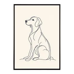 【B4サイズ（約25x36cm）】【lh-poster-11382】犬 いぬ ドッグ キャット 動物 アニマル ラインアート  ナチュラル ミニマリスト ミニマル 北欧 シンプル 鉛筆 ポスター フレーム付き       お洒落