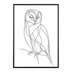 【A3サイズ（約30×42cm）】【lh-poster-11398】鳥 フクロウ 梟 ミミズク ペット 動物 アニマル ラインアート  ナチュラル ミニマリスト ミニマル 北欧 シンプル 鉛筆 ポスター      お洒落
