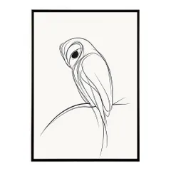 【A4サイズ（約21x30cm）】【lh-poster-11400】鳥 フクロウ 梟 ミミズク ペット 動物 アニマル ラインアート  ナチュラル ミニマリスト ミニマル 北欧 シンプル 鉛筆 ポスター      お洒落