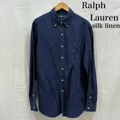 ラルフローレン CLASSIC FIT 90s シルク リネン ポニー 刺繍 ボタンダウン シャツ メンズ L ISItems【USED】【古着】【中古】50148628