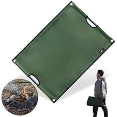 焚き火シート スパッタ 焚き火台 チクチクしない 両面 シリコン ブラック カーキ 薪バッグ 耐火 難燃 耐熱 洗える キャンプ日本 FSN (ダークグリーン)