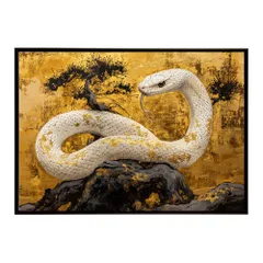 【B2サイズ（約51x73cm）】【lh-poster-11623】白蛇 干支 2025 開運 運気 金運 豪華 福 寿 幸福 ご利益 ポスター  インテリア    コブラ パイソン へび    お洒落