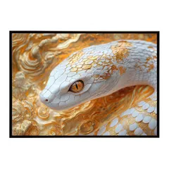 【B4サイズ（約25x36cm）】【lh-poster-11672】白蛇 干支 2025 開運 運気 金運 豪華 福 寿 幸福 ご利益 ポスター  インテリア    コブラ パイソン へび    お洒落