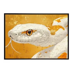 【A4サイズ（約21x30cm）】【lh-poster-11674】白蛇 干支 2025 開運 運気 金運 豪華 福 寿 幸福 ご利益 ポスター  インテリア    コブラ パイソン へび    お洒落