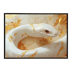 【B4サイズ（約25x36cm）】【lh-poster-11677】白蛇 干支 2025 開運 運気 金運 豪華 福 寿 幸福 ご利益 ポスター  インテリア    コブラ パイソン へび    お洒落