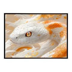 【B4サイズ（約25x36cm）】【lh-poster-11679】白蛇 干支 2025 開運 運気 金運 豪華 福 寿 幸福 ご利益 ポスター  インテリア    コブラ パイソン へび    お洒落