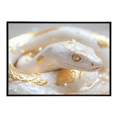 【B4サイズ（約25x36cm）】【lh-poster-11684】白蛇 干支 2025 開運 運気 金運 豪華 福 寿 幸福 ご利益 ポスター  インテリア    コブラ パイソン へび    お洒落