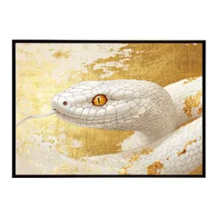 【B4サイズ（約25x36cm）】【lh-poster-11686】白蛇 干支 2025 開運 運気 金運 豪華 福 寿 幸福 ご利益 ポスター  インテリア    コブラ パイソン へび    お洒落