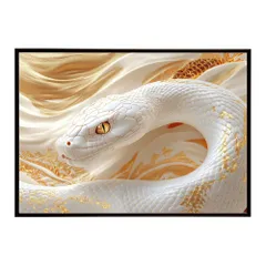 【A4サイズ（約21x30cm）】【lh-poster-11687】白蛇 干支 2025 開運 運気 金運 豪華 福 寿 幸福 ご利益 ポスター  インテリア    コブラ パイソン へび    お洒落