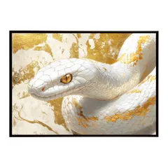 【A4サイズ（約21x30cm）】【lh-poster-11690】白蛇 干支 2025 開運 運気 金運 豪華 福 寿 幸福 ご利益 ポスター  インテリア    コブラ パイソン へび    お洒落