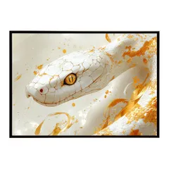 【B4サイズ（約25x36cm）】【lh-poster-11693】白蛇 干支 2025 開運 運気 金運 豪華 福 寿 幸福 ご利益 ポスター  インテリア    コブラ パイソン へび    お洒落