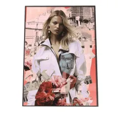 【B4サイズ（約25x36cm）】【lh-poster-1172】レディ コラージュ ポスター フレーム付き【用紙×サイズ×デザイン】 ポスター フレーム付き インテリア  女性 ウーマン ガールズ