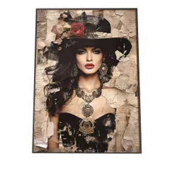 【B4サイズ（約25x36cm）】【lh-poster-1224】レディ コラージュ ポスター フレーム付き【用紙×サイズ×デザイン】 ポスター フレーム付き インテリア  女性 ウーマン ガールズ