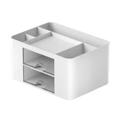 4格2引き出し 白 yuusaki 卓上収納 ペン立て 小物入れ ペンスタンド 文房具 収納 多機能 便利 デスクオーガナイザー デスク収納 (4格2引き出し 白)