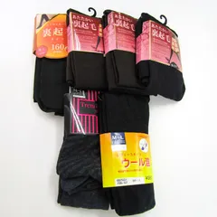 タイツ 6点セット 未使用 裏起毛 ウール混 M-L まとめて 大量 黒 レディース