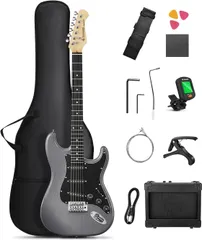 エレキギター 初心者セット STタイプ SSSピックアップ 39インチ フルサイズ ミニアンプ付き 専用ケース チューナー アクセサリー9点セット
