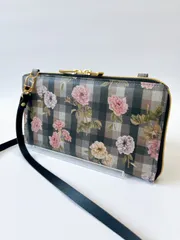 Kure*Heart リバティラミネート生地④　ショルダーウォレット　センテッド・ガーデン　ゴールドファスナー