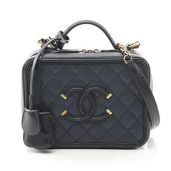 シャネル CHANEL ショルダーバッグ CCフィグリー バニティバッグ A93343 ネイビー キャビアスキン(グレインドカーフ) CCフィリグリー マトラッセ バニティ 2wayチェーンショルダー