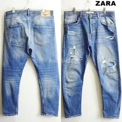 ZARA MAN　キャロットフィットデニム　W88cm　ストレッチ　メンズ　明藍　W34　トルコ製　ザラ