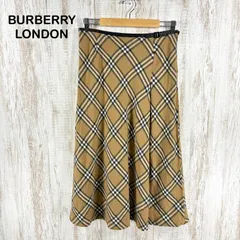 BURBERRY LONDON バーバリーロンドン ベルト付き ノバチェック メガチェック 総柄 ウール ロングスカート 大きいサイズ