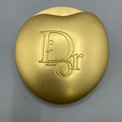 良品　Christian Dior クリスチャンディオール　ミラー　鏡　手鏡　コンパクトミラー　ロゴ型押し　円形　ゴールド　金色