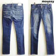 マウジー　スキニーデニム　W78cm　ストレッチ　ホワイトステッチ　レディース　藍青　Sz.26　moussy