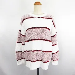 ジェラートピケ gelato pique ルームウェア パジャマ カットソー 長袖 丸首 ケーキ ボーダー ONE レッド ※EKM